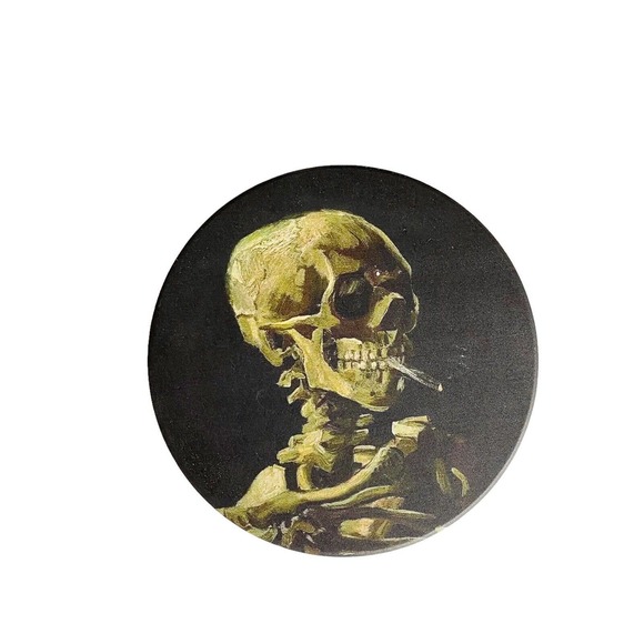 Van Gogh Smoking Skeleton Desk Set Mouse Pad Coaster Magnetic Bottle Opener NEW - Picture 3 of 9